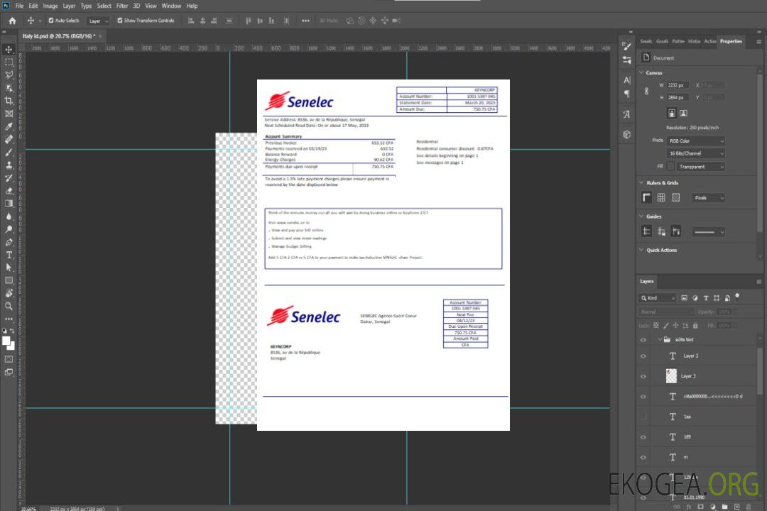 Senelec Agence Sacré Coeur Société électricité entreprise facture, SCR template
